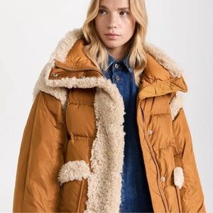 STAND STUDIO Dorothy Coat Down Jacket Caramel/Natural White Size 44 USA 12